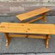 Vintage Scandinavian pine dining set, 1980s table and benches