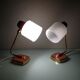 Pair of bedside lamps in structured white opaline and brass, vintage 60