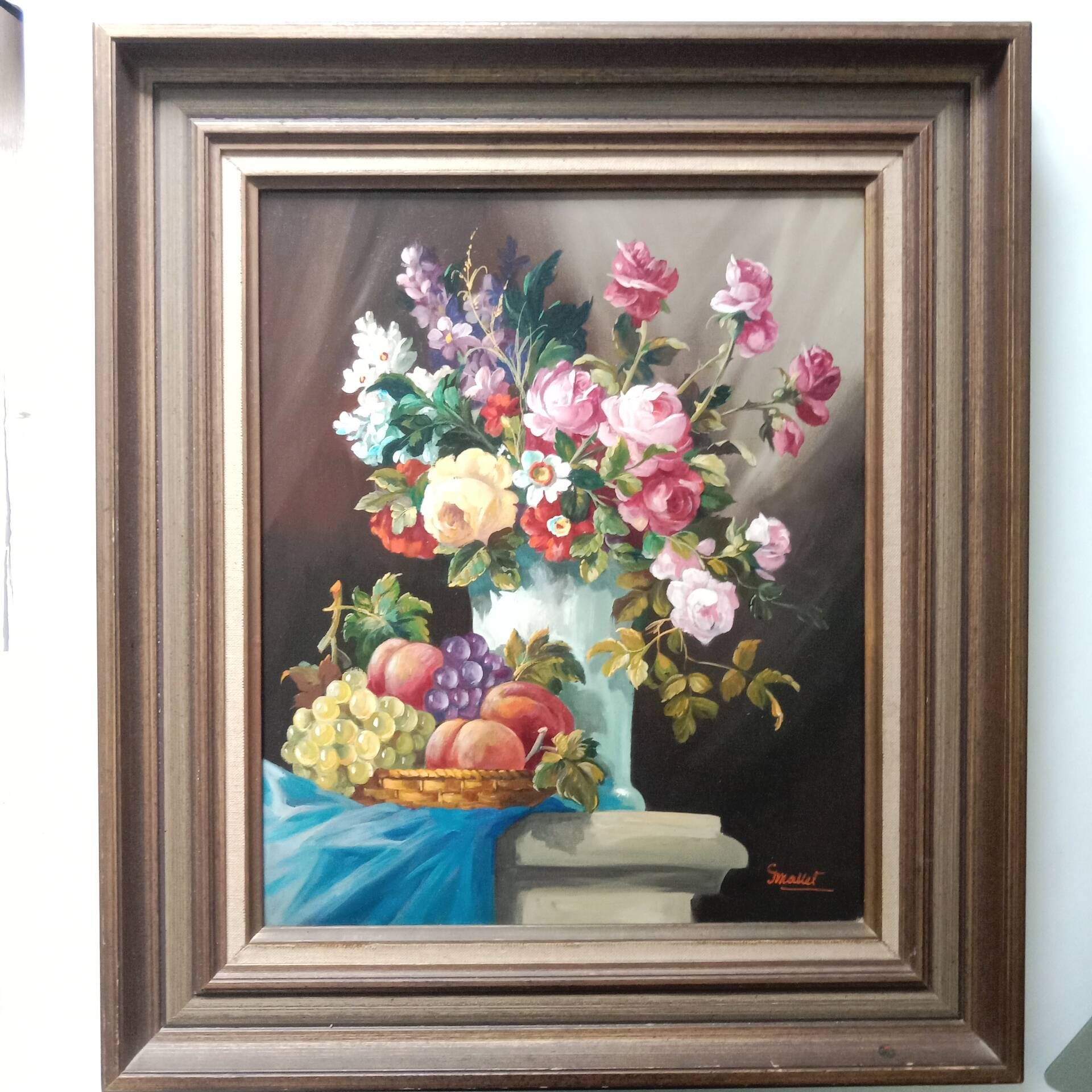 Still Life with Flowers and Fruits signed by Georges Mallet