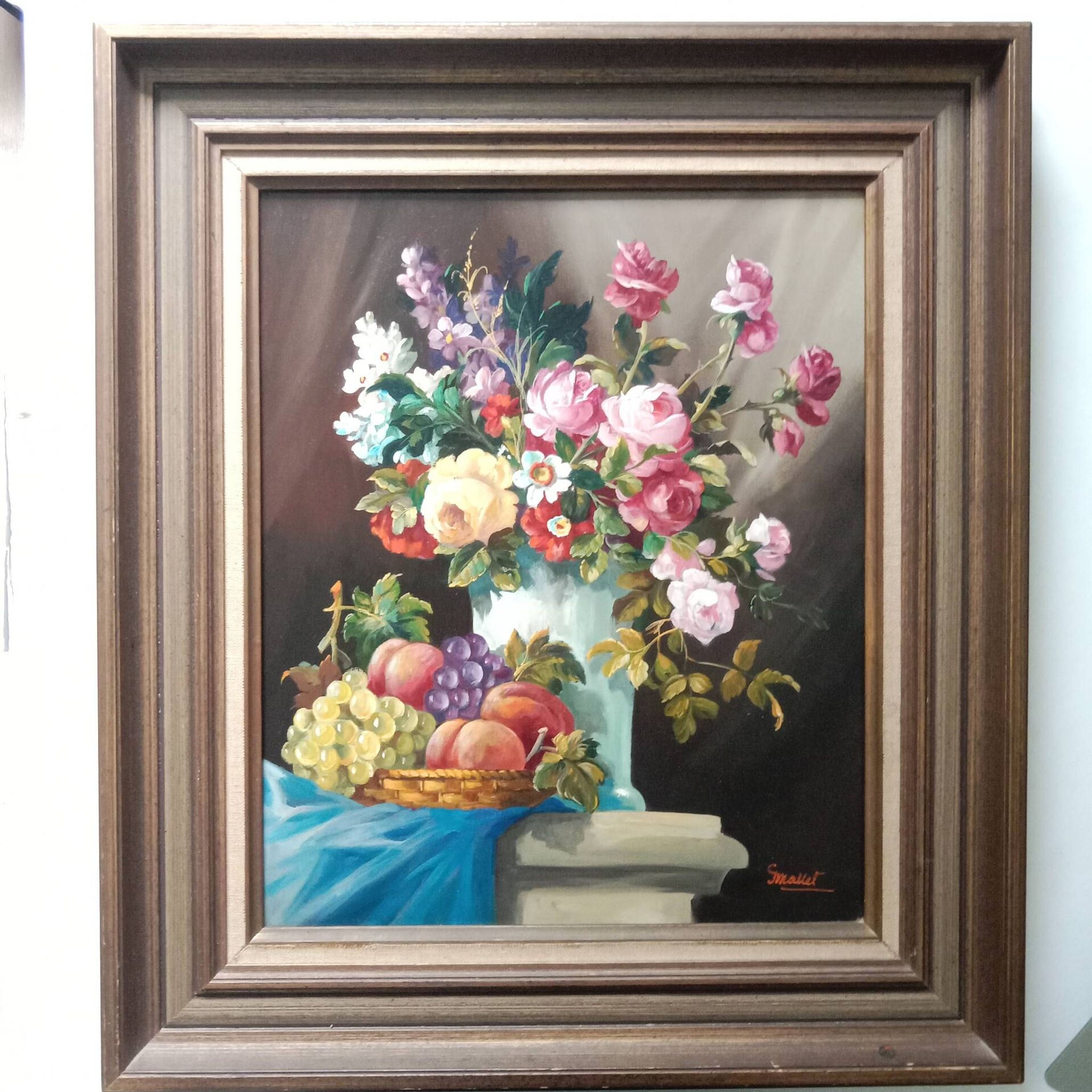 Still Life with Flowers and Fruits signed by Georges Mallet