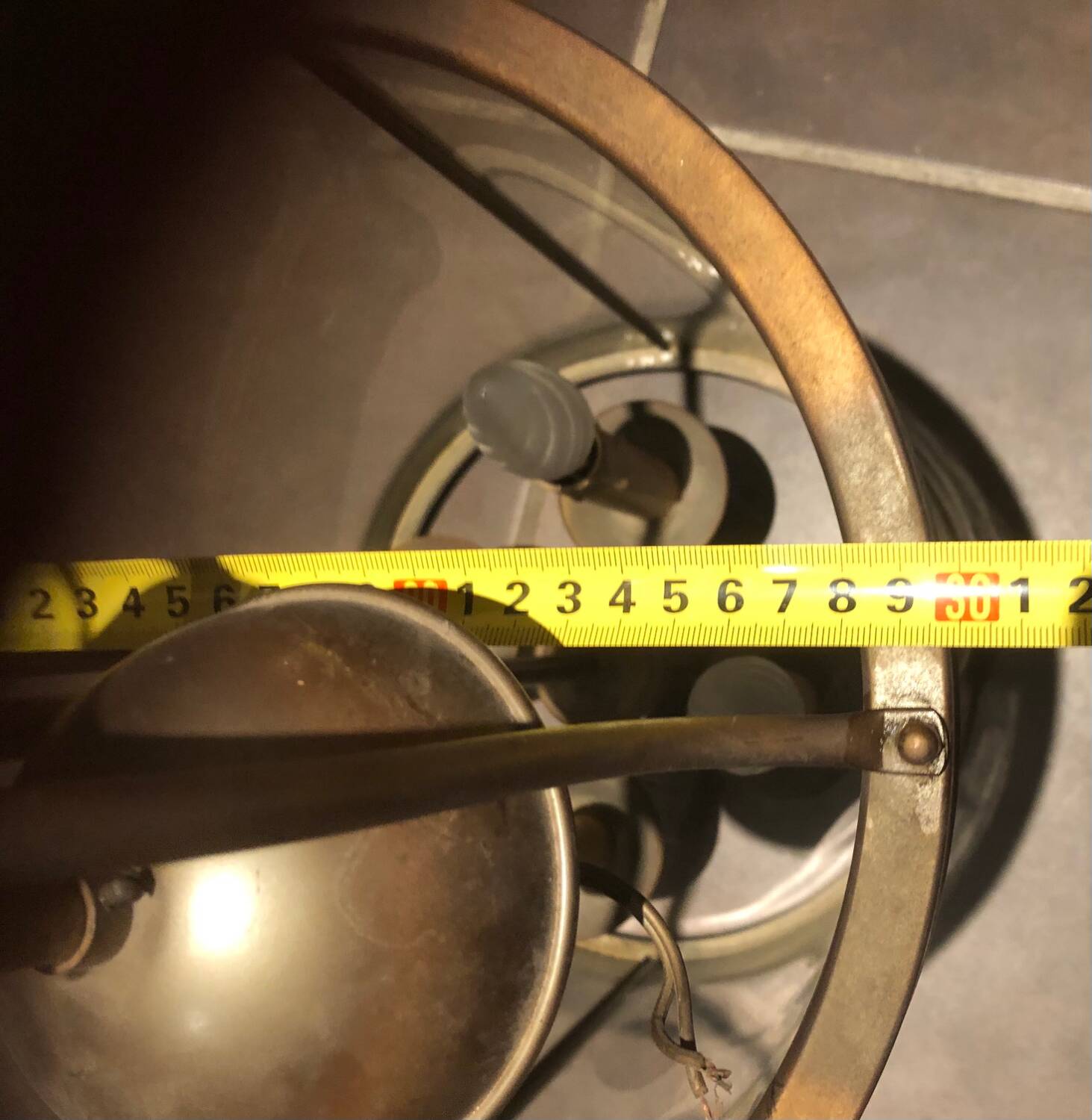 Large round lantern pendant in brass and glass