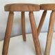 Pair of tripod stools of farm in raw Elm