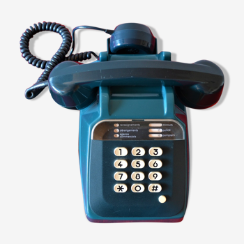 Téléphone Socotel S63 bleu à touches, 1981, TEMAT Quimper France