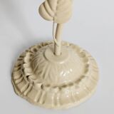 Vintage Italian white painted cast iron candlestick, floral motif, 1970s