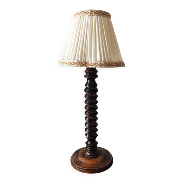 lampe Française en bois tourné vintage 40-50