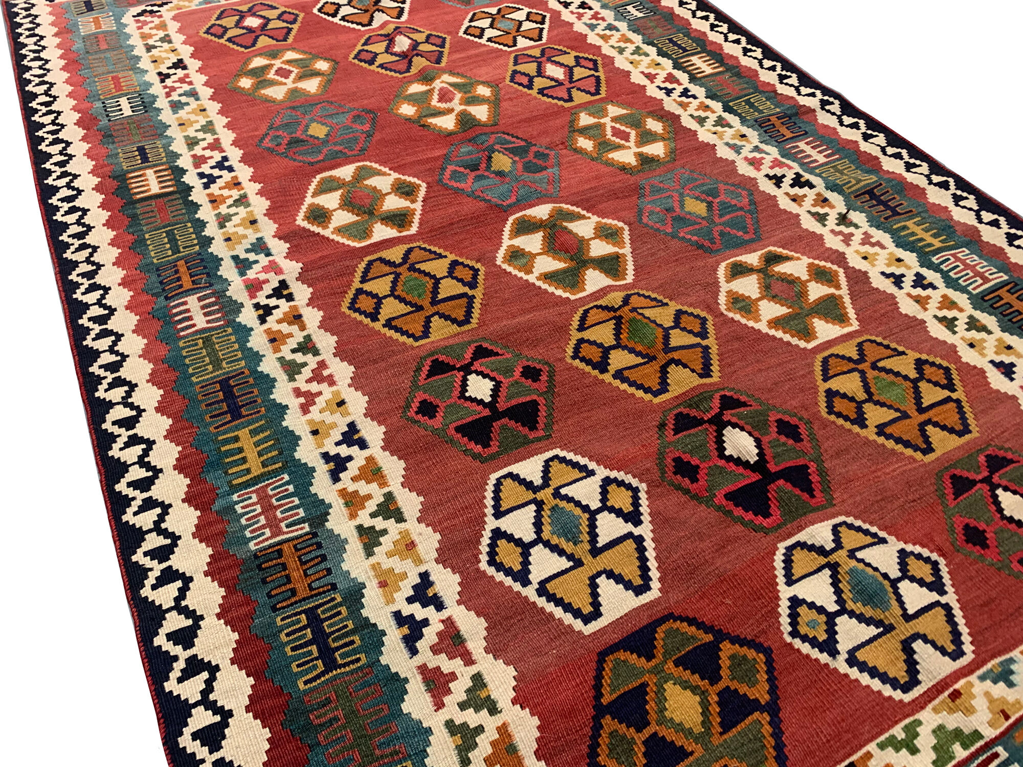 Handwoven persian rug, handwoven wool kilim area rug 123x206cm