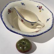 Sauceboat Mary Lou Digoin Sarreguemines blue rim
