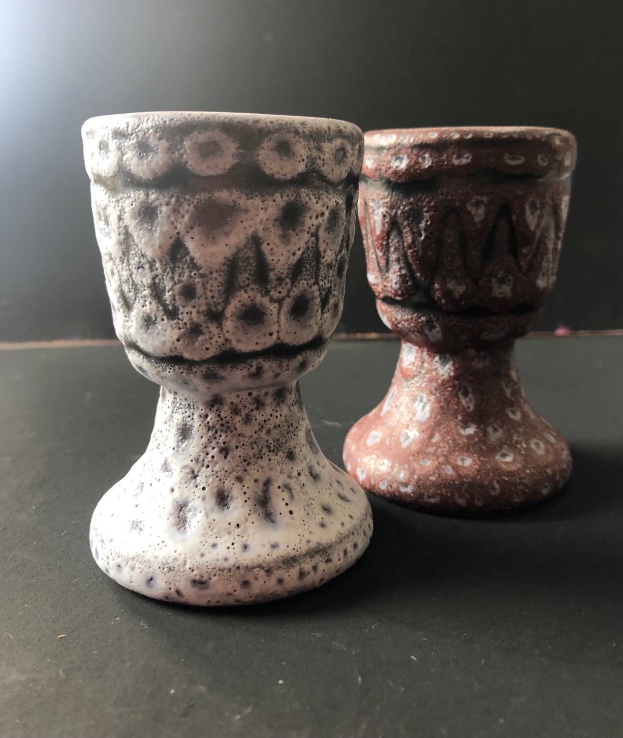 Pair of ceramic egg cups by Jean Austruy