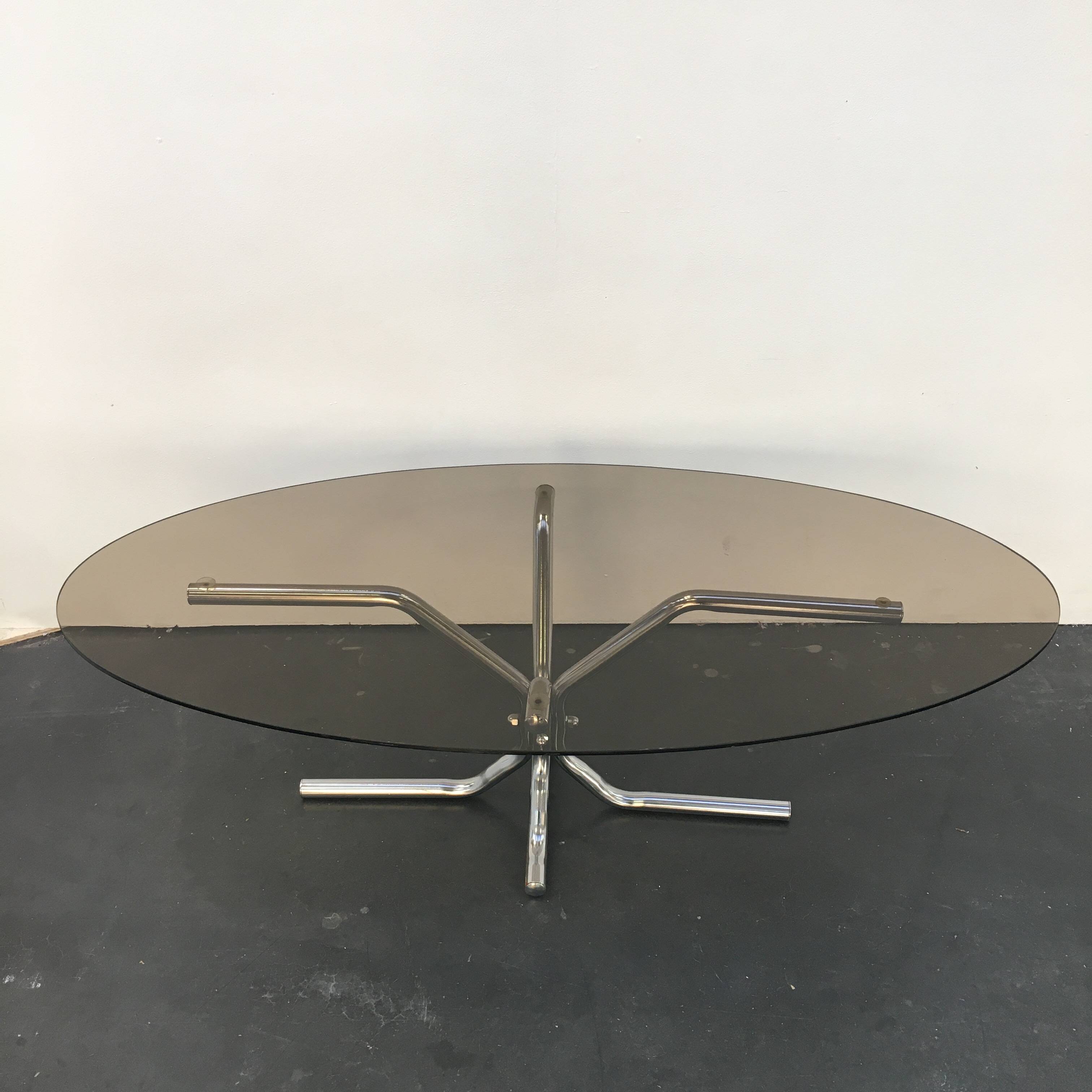 70s chrome and smoked glass coffee table