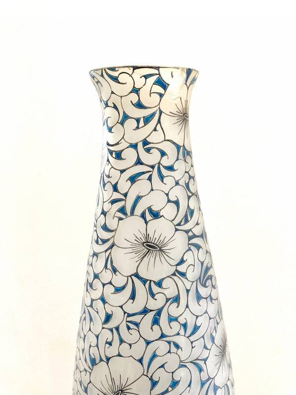 Glass paste vase signed Leune, Art Nouveau