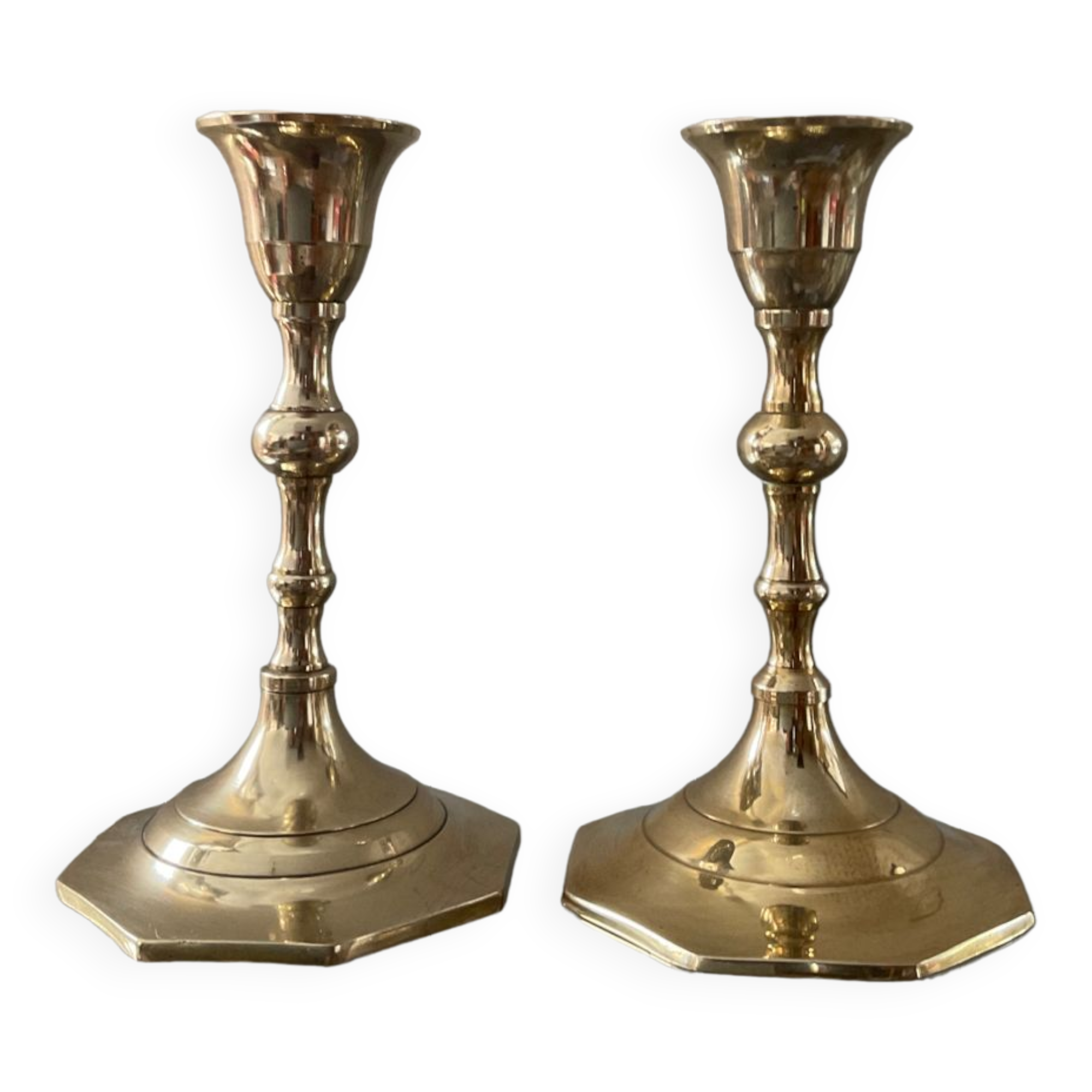 Pair of vintage brass candle holders