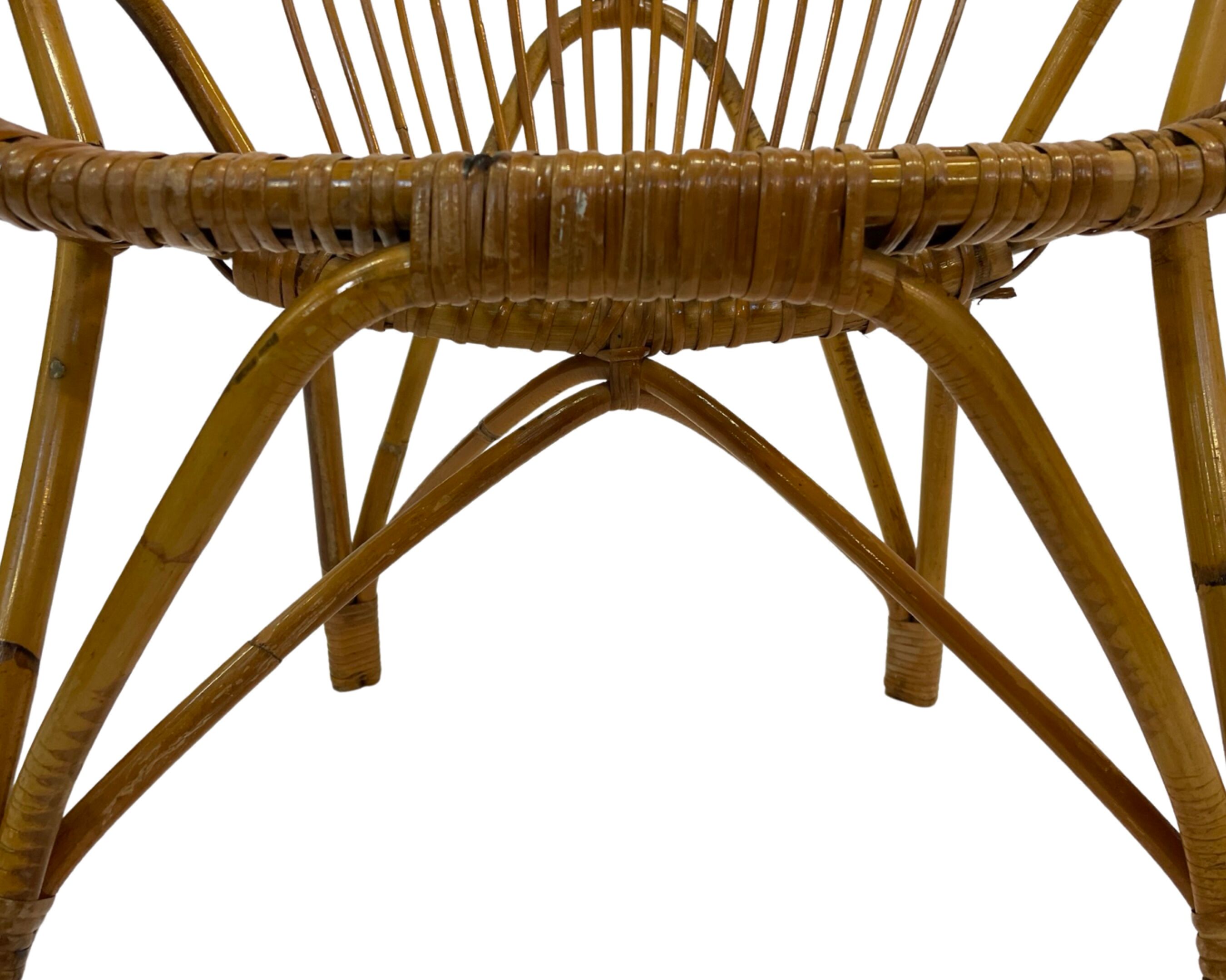 Rattan easy chair by Dirk van Sliedregt Rohe Noordwolde 1960 in the Netherlands