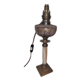 Electric kerosene lamp base, marble and bronze