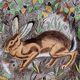 Plate in Gien earthenware, Rambouillet model, "hare" signed JB in the décor