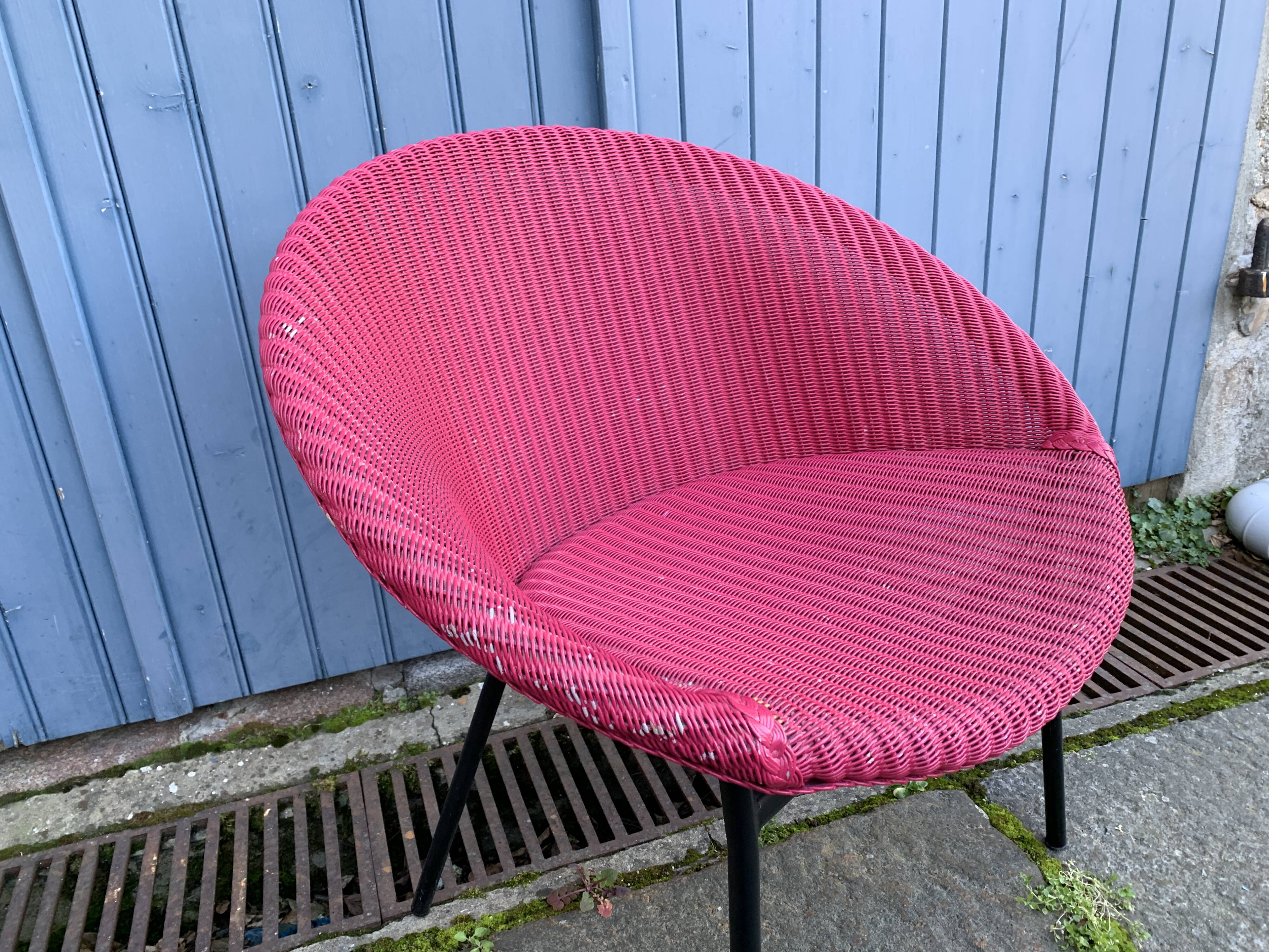 Armchair Lloyd Loom vintage rose