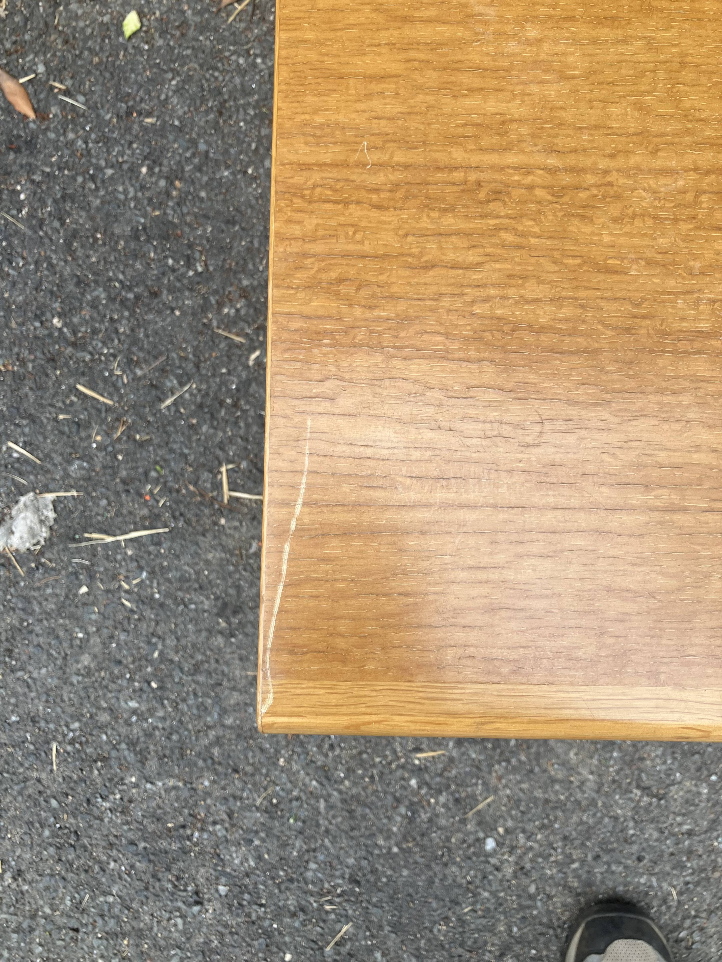 Vintage oak and rattan bed + 2 matching bedside tables – 1950s/60s – invoice