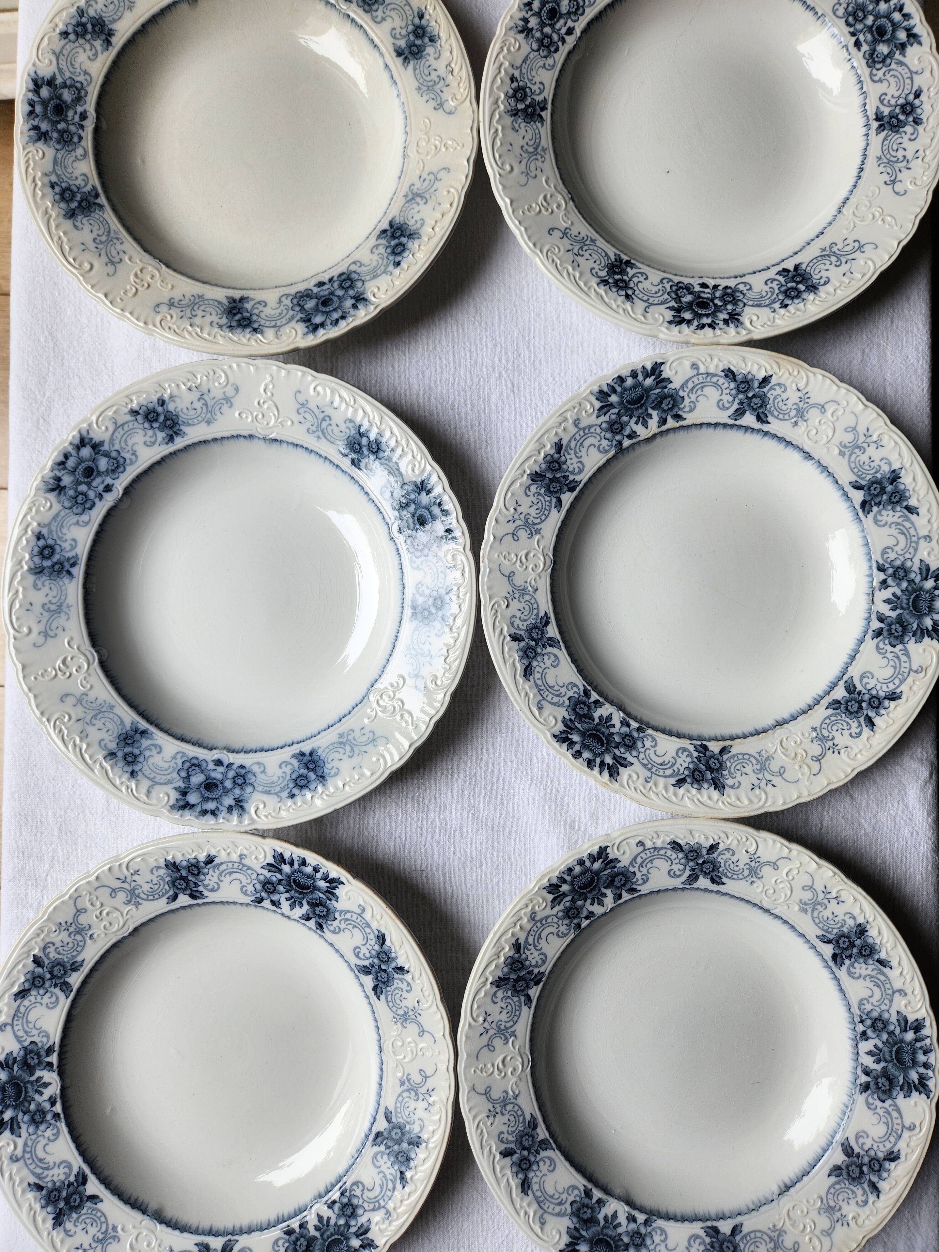 Deep plates x 6 from the French manufacturer Sarreguemines, Aïda collection. Old and rare