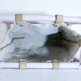 Rattan and canvas magazine rack