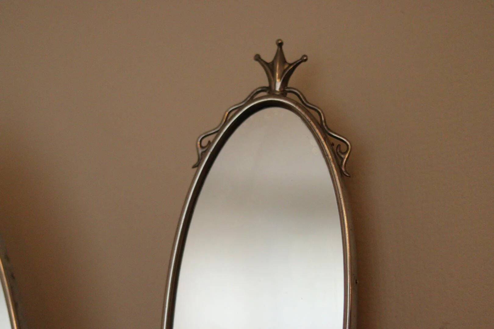 Pair of vintage mirror sconces in pewter by Svenskt Tenn