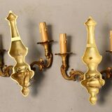 Bronze chandelier with 5 arms and its pair of 2-light wall sconces.