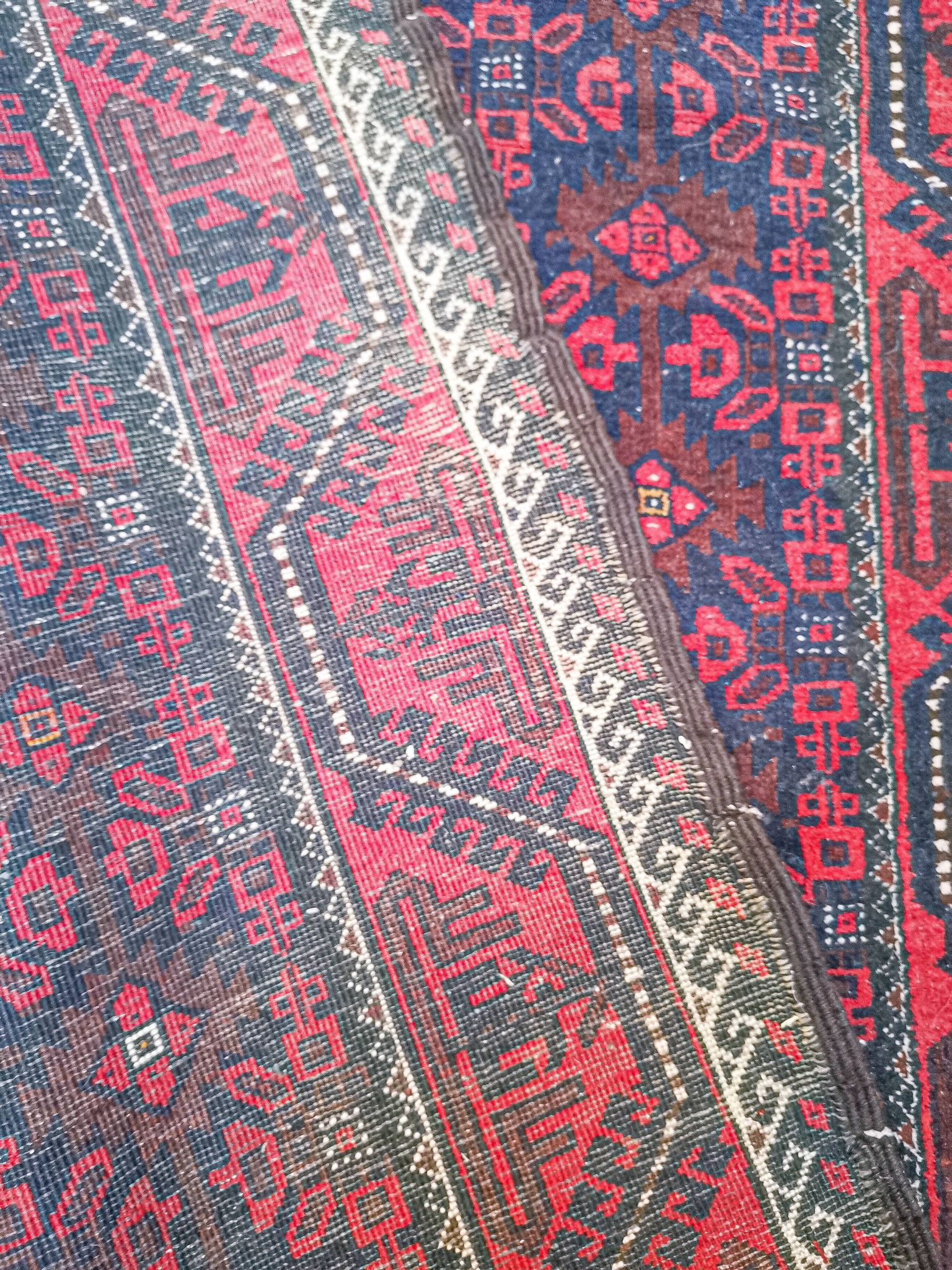 Vintage handmade Persian handmade carpet Belouch 175 x 100