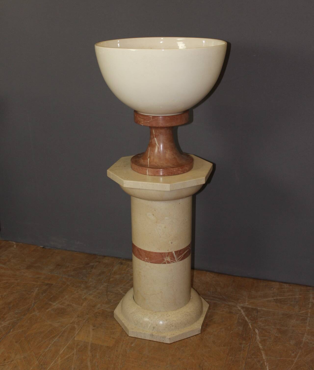 Column and its basin in marble and ceramic from around 1980.