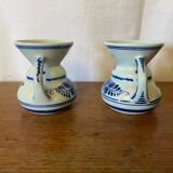 Pair of Antique DELFT White Porcelain Vases with Blue Decor Vintage