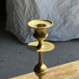 Pair of gilded candlesticks with engraved flower garland motifs H22