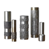 Set of 5 brutalist steel vases