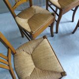 Series of 4 old mulched chairs