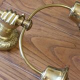 ART DECO brass wall light, two glass globes