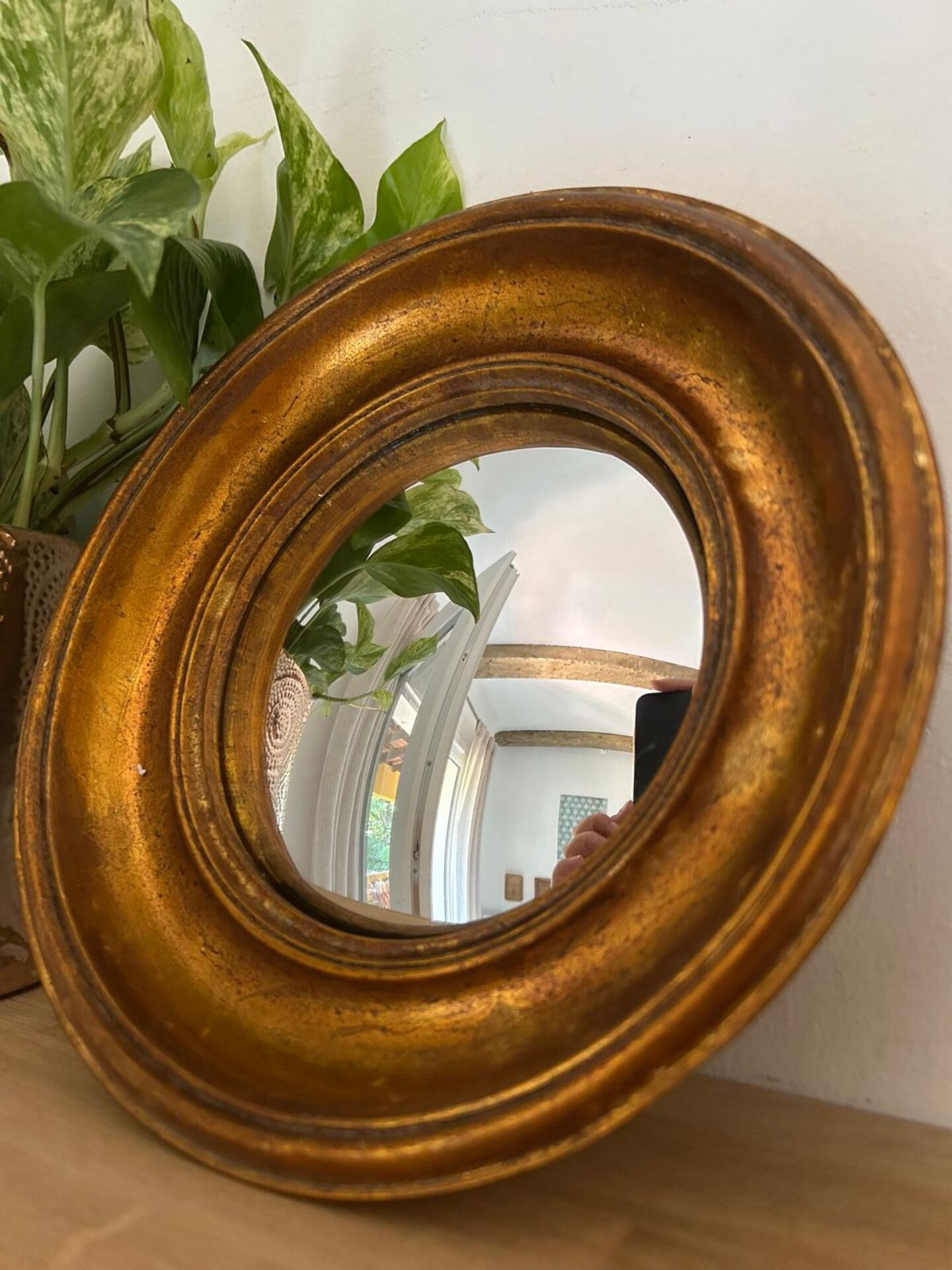 Miroir rond convexe doré miroir de sorcière
