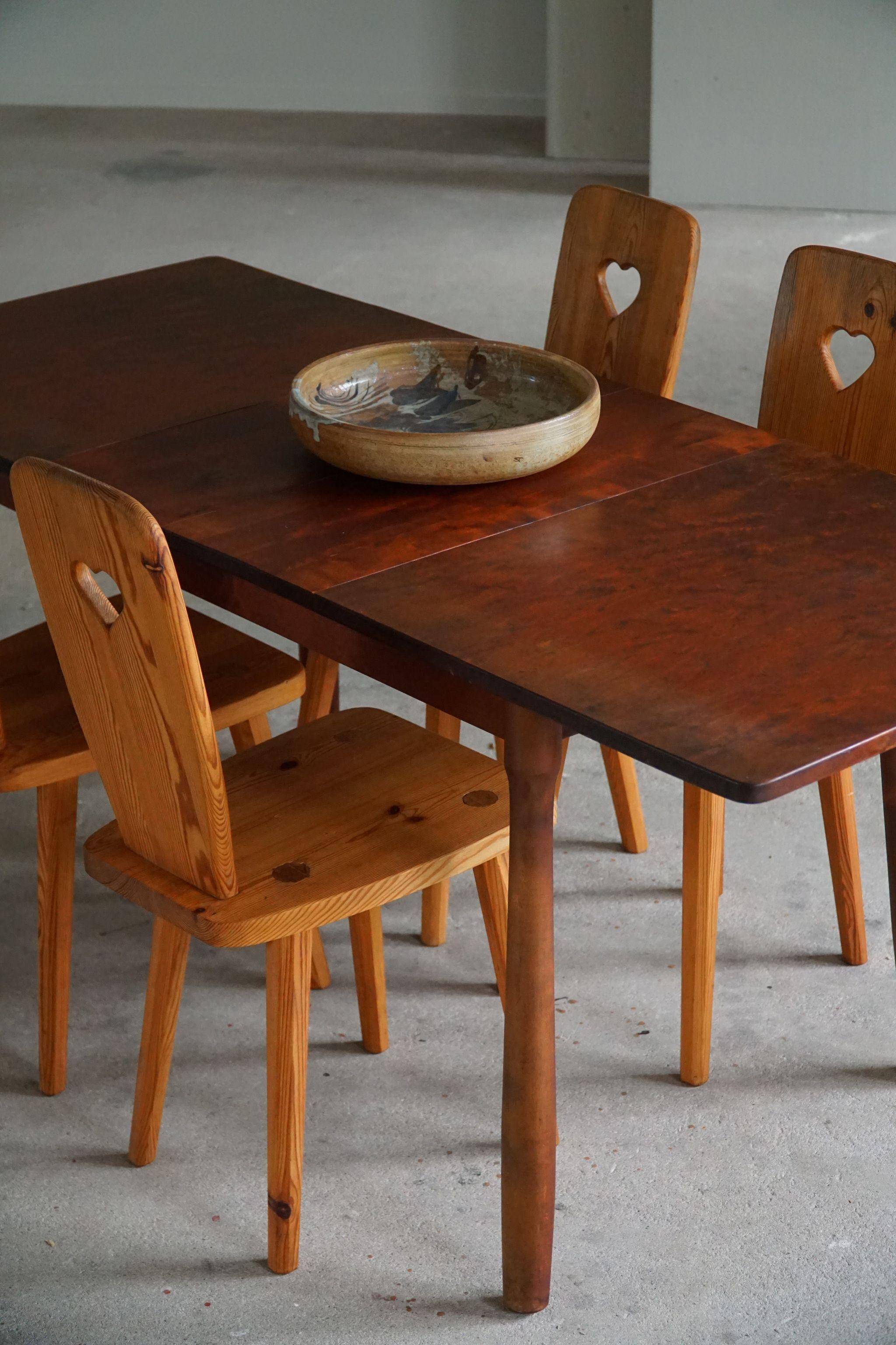 Moderne scandinave, table en hêtre avec pieds en forme de massue, Arnold Madsen, fabriquée dans les années 1940