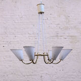 Chandelier 6 fires in perforated metal 50s