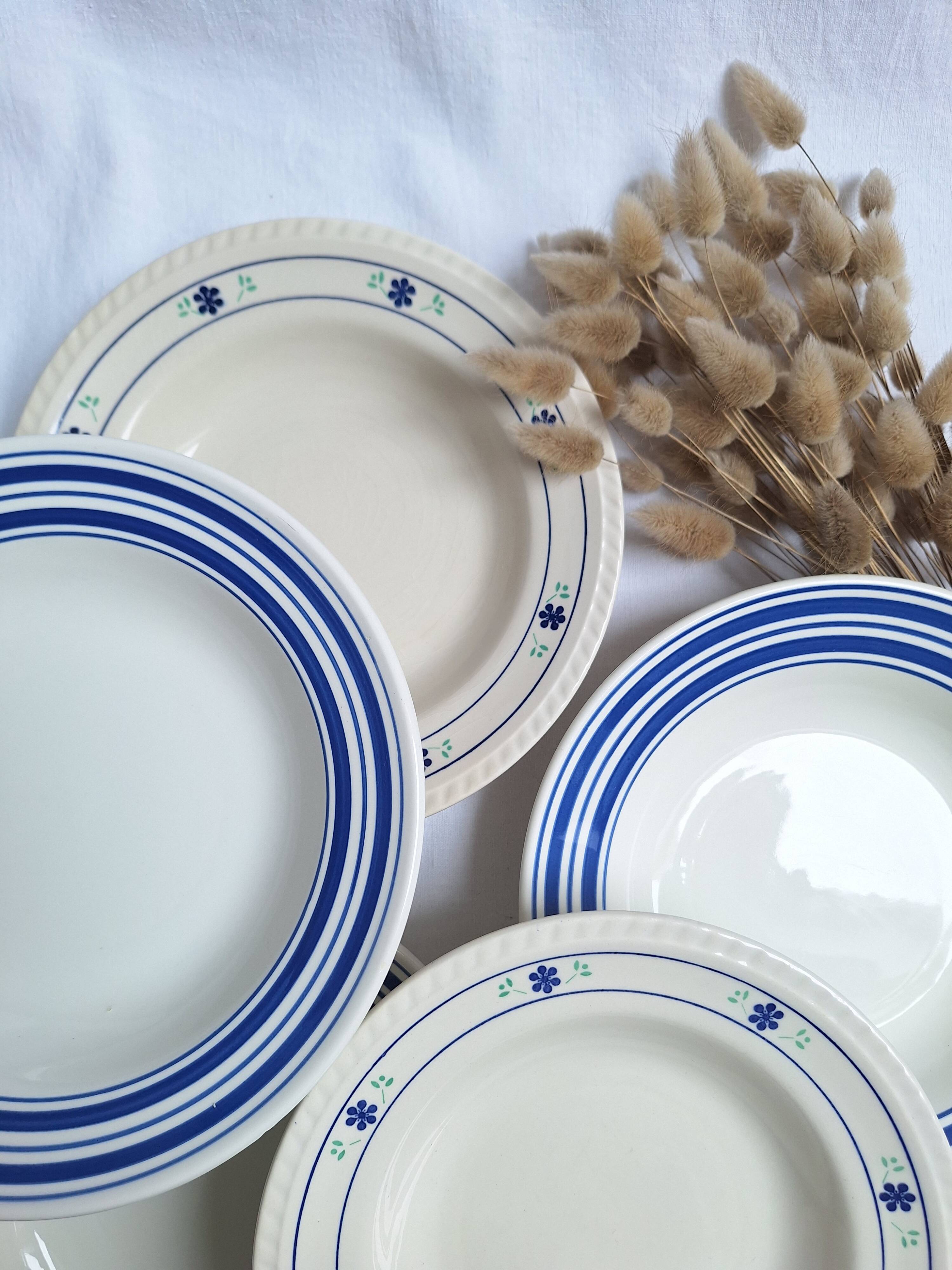 Vintage blue soup plates