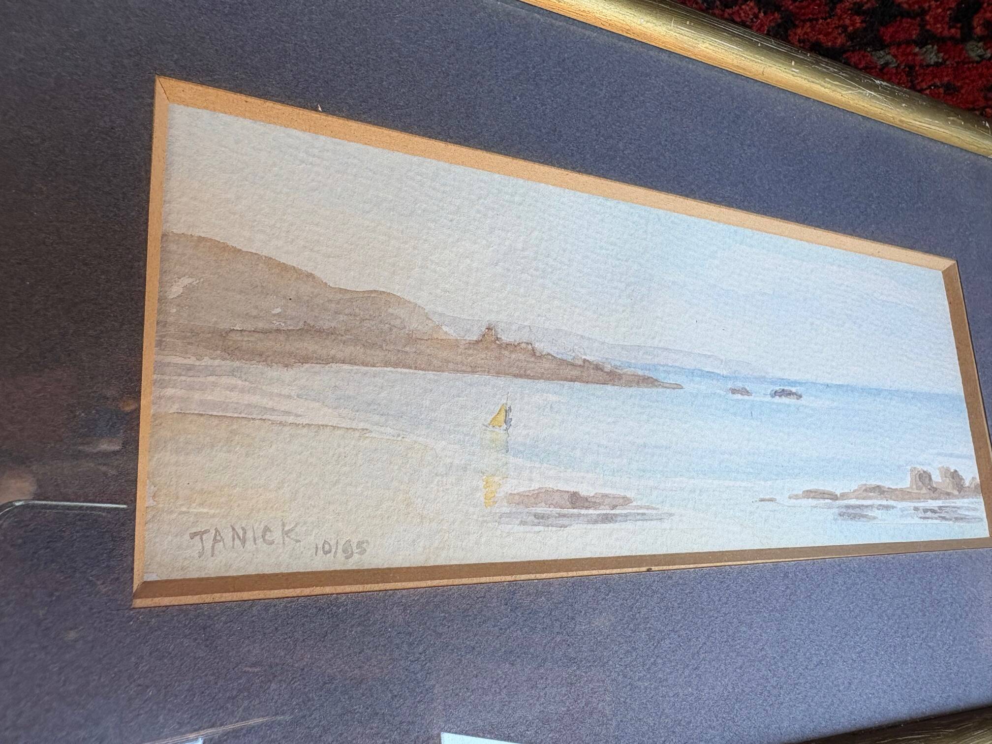 Watercolor signed Janick Laguitton – numbered 10/95 – Seascape