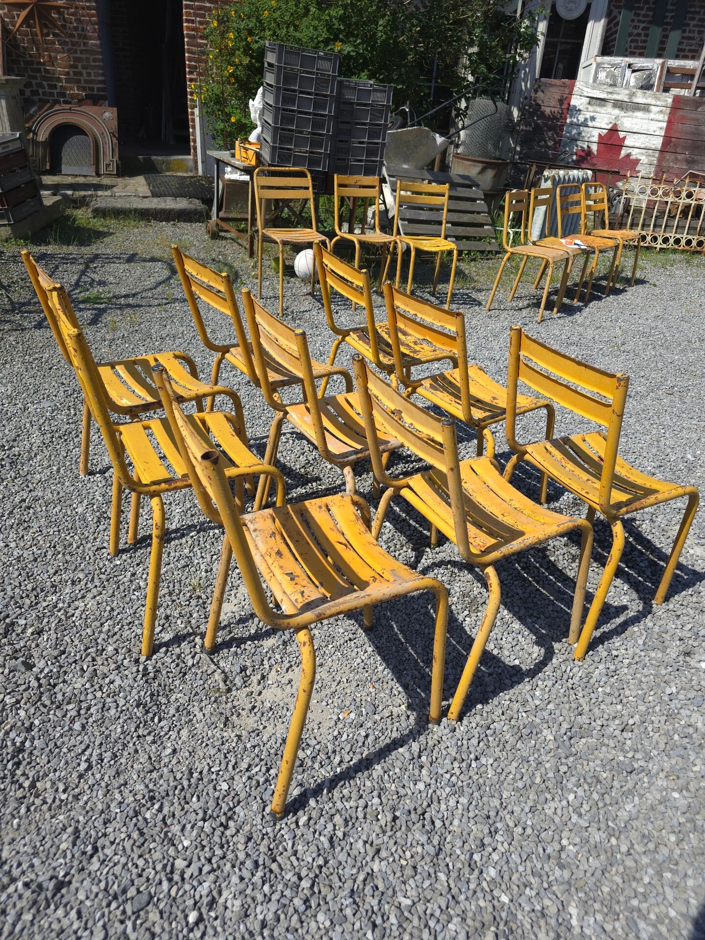 Vintage iron bistro chairs x 9