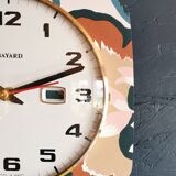 Vintage rectangular silent wall clock "Bayard terracotta green"