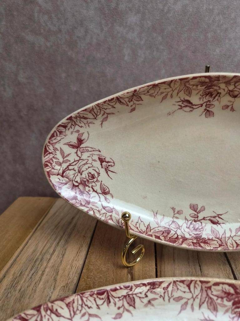 Set of 2 antique Gien Floréal ironstone dishes.