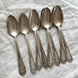 8 SFAM silver-plated soup spoons with acanthus and monogram decor