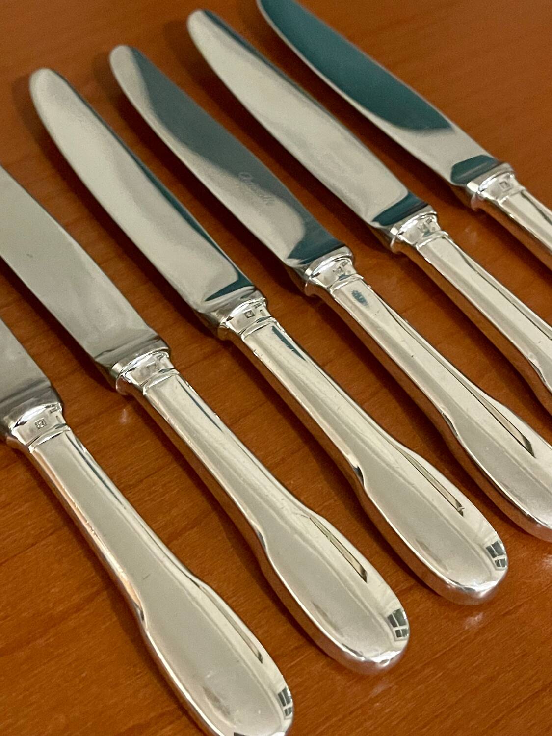 6 Christofle Cluny knives 19.5 cm for dessert, cheese, dessert, good condition