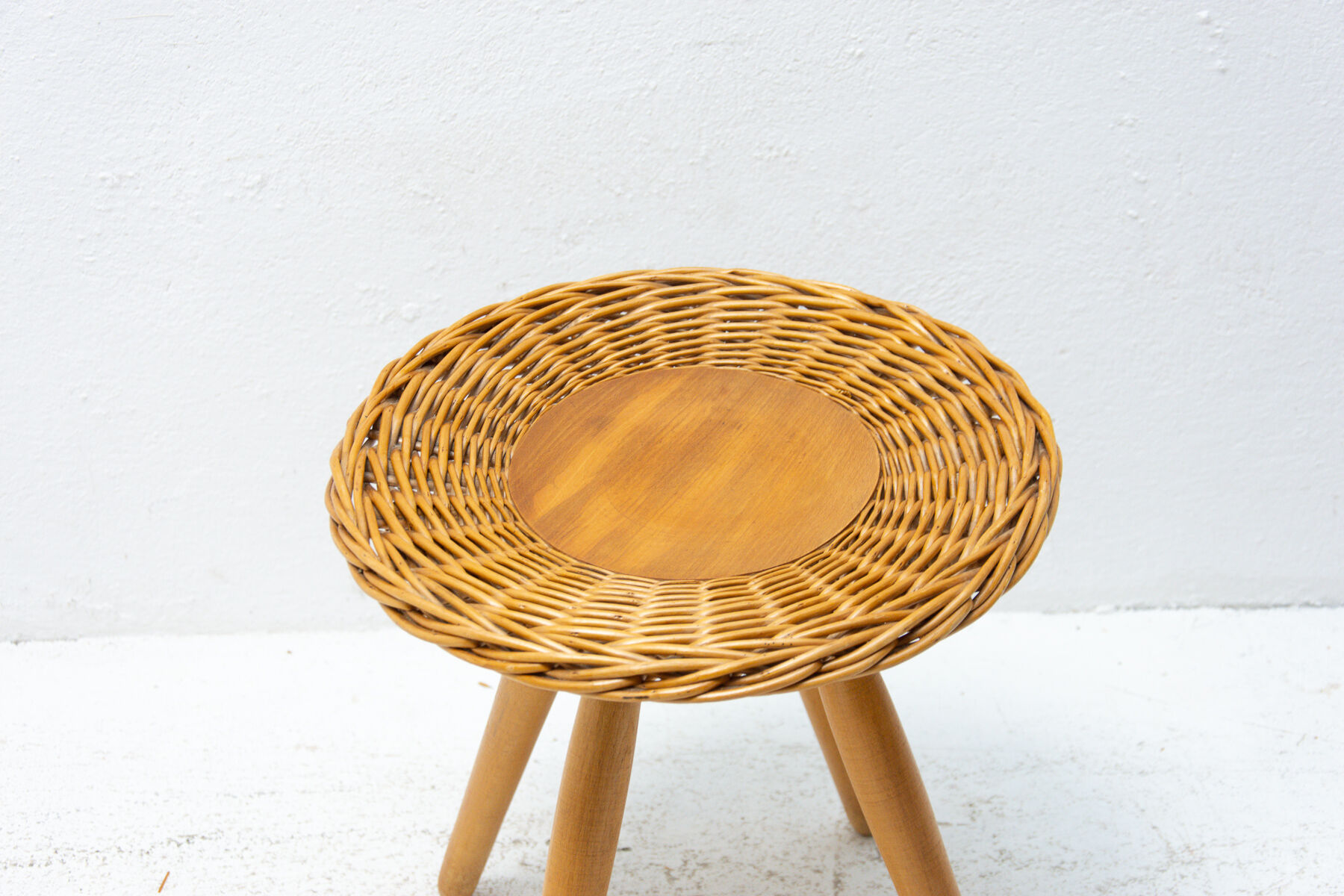 Mid century rattan stool by Jan Kalous for Úluv, 1960´s, Czechoslovakia