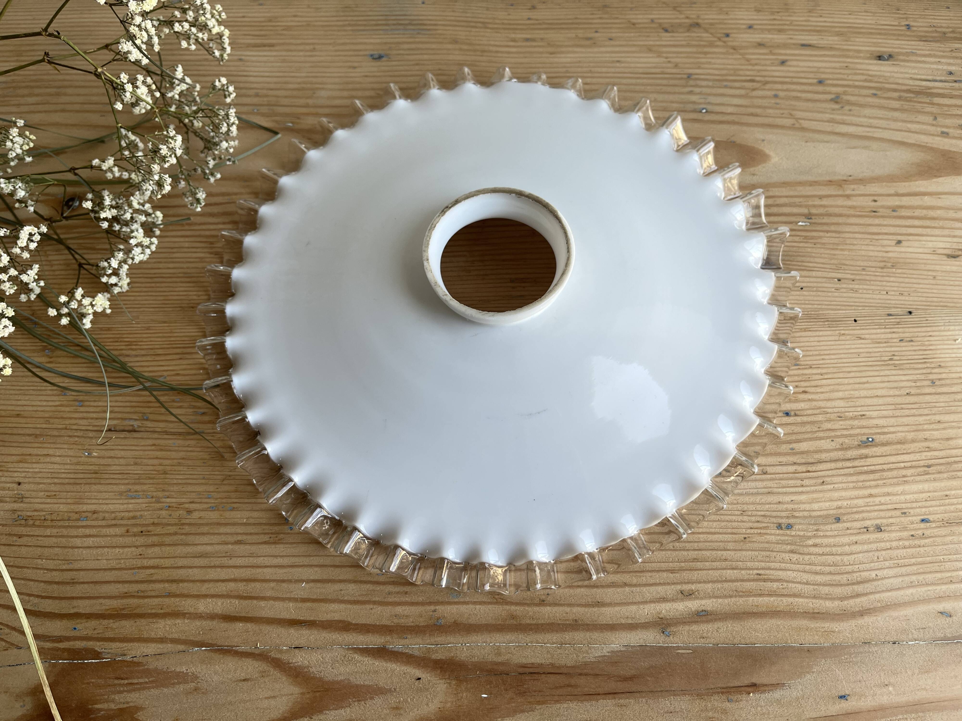 Vintage white serrated opaline pendant light