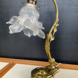 Bronze and glass paste swan neck lamp from the 1960s.
