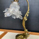 Bronze and glass paste swan neck lamp from the 1960s.