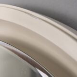 VINTAGE ROUND WALL MIRROR FROM THE 1970S IN WHITE WOOD, ITALIAN DESIGN