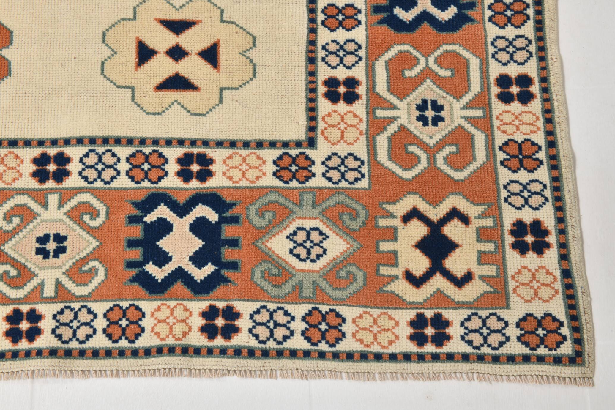 7x10 Vimtage Beige Orange Large Area Vintage Rug, 203x292 Cm