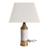 Bitossi Ceramic Table Lamp by Aldo Londi, Gold/Cream, Italy, 1970s