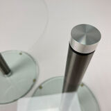 Set of 2 postmodern glass and steel side tables, 1990s