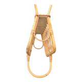 Rattan magazine rack: vintage